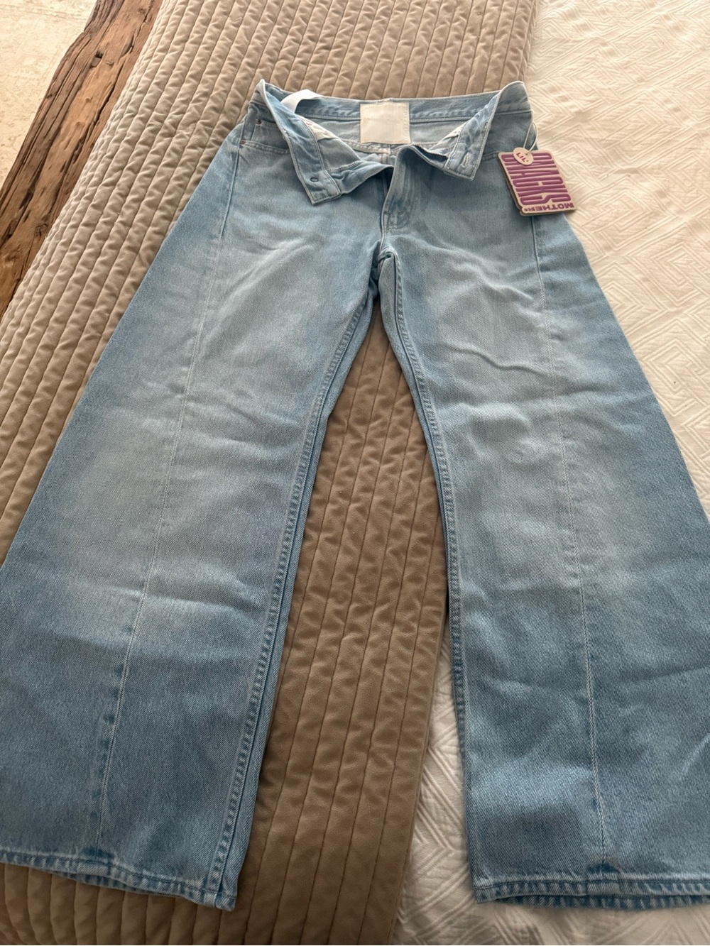 MOTHER Light Blue Wide Leg Jeans
